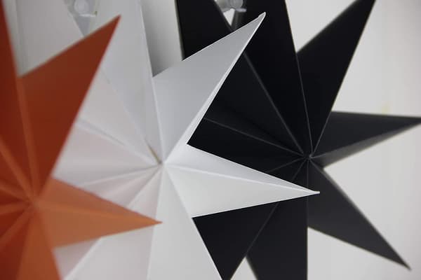 Paper Star Lanterns, 9-Pointed, Party Decorations, 30 cm (Black), 3 Pieces