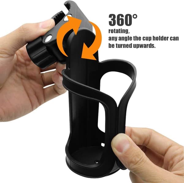 Cykelvandflaskeholder - 360 graders rotation - Sort - Kompatibel