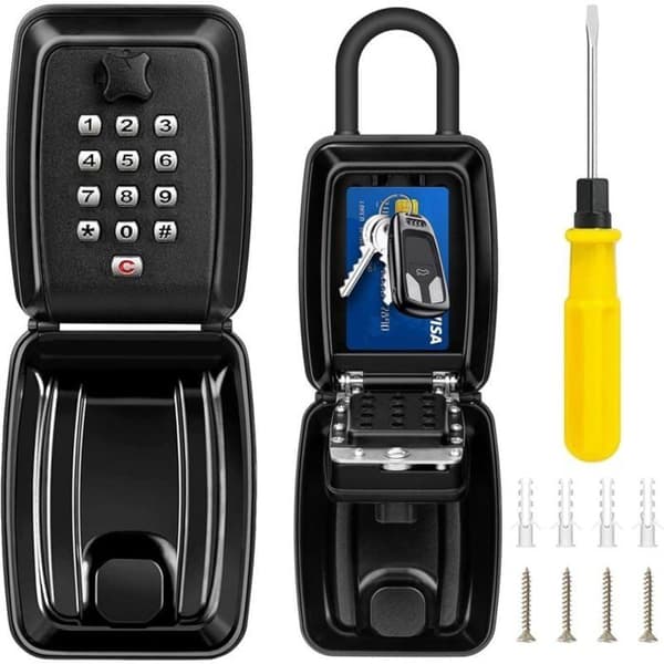 Secure 12-Digit Key Box, Waterproof and Rustproof Key Safe for Indoor/Outdoor, Combination Lock Key Box