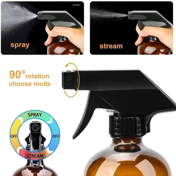 Brune glassflasker 250ml: UV-beskyttelse, sprayhode, trakt Brun brown