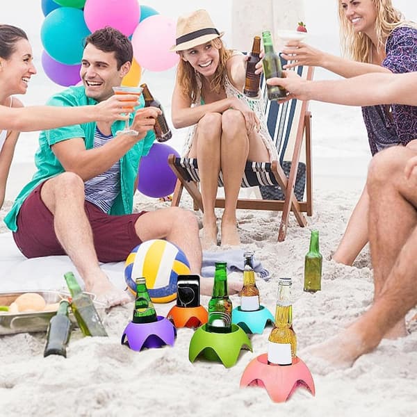 Strandholder, flaske tilbehør, stabelbar, sandbestandig, 5 farver -