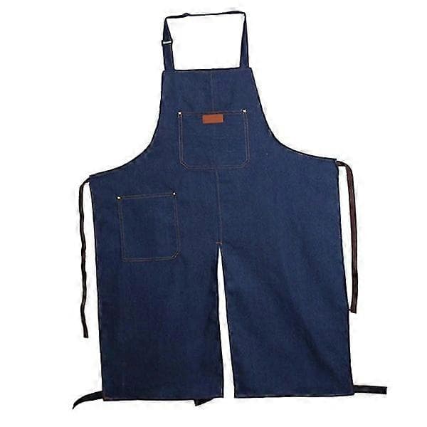 Keramisk denimforkle Bærbar lomme Denim Ermeløs Antifouling Delt ben Arbeidsforkle