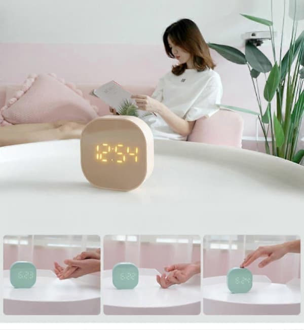 Elektronisk timer med dobbelt temperaturdisplay, to sæt vækkeure, magnetisk elektronisk køkkentimer. (Gul)