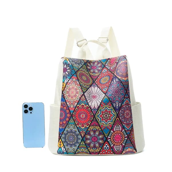 Etnisk romb rund mönster dam klassisk ryggsäck Multicolor Multicolor