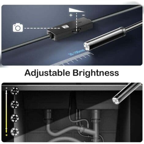 10m Endoscopic Inspection Camera - 8.0mm Probe - 6 LEDs - IP67 Waterproof - 360° Rotation - Android and Windows Compatible