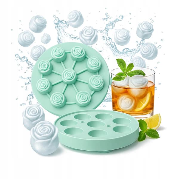 SILIKONE ISFORM ROSE 3D isforme 9 stk til juicedrikke