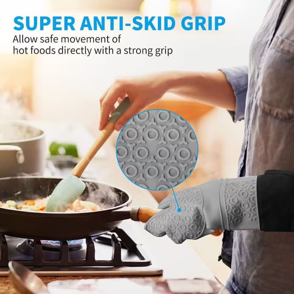 6-Piece Silicone Baking Glove Set: Heat-Resistant Pot Holders, Kitchen Essentials Beige Beige 482