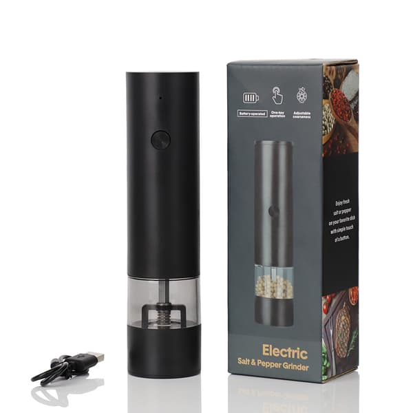 Electric Pepper Grinder - Rechargeable Salt Mill with Ceramic Blade - Battery Operated Spice Grinder for Kitchen Use