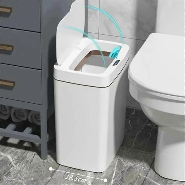 Intelligent Bathroom Trash Can Electronic Trash Can White Slim Intelligent Sensor Trash Can Smart H