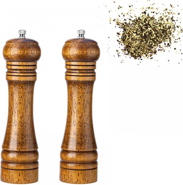 Salt- og peberkværnsæt - Salt- og peberkrydderi - 22 cm 2-delt sæt - Træ