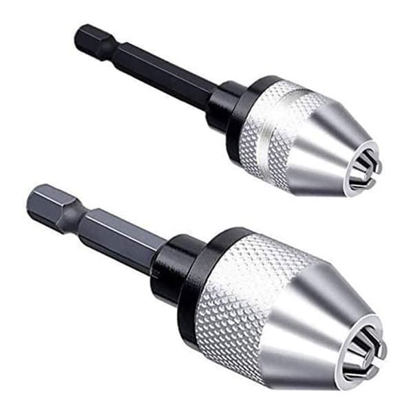 2 pieces 1/4 inch hex key chuck keyless chuck replacement adapter converter drill adapter (0.3mm-3.6mm 0.3mm-6.5mm)