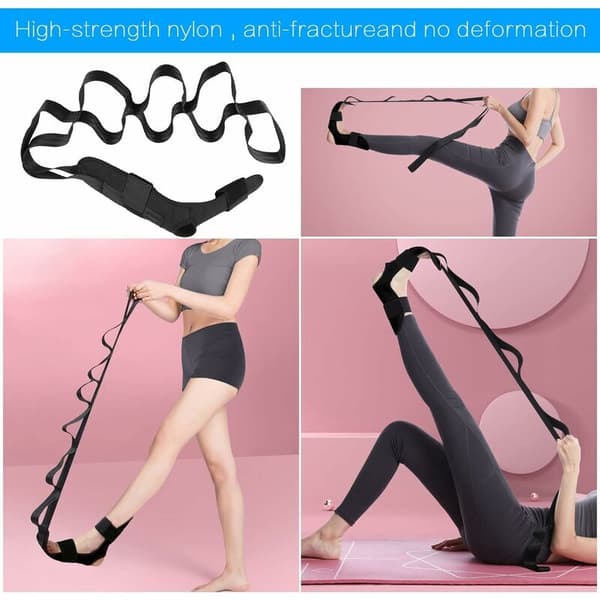 Yogastretchbånd med netpose, elastisk ankelstretchbånd med spænder, blød benstretch, hjælper med at strække ben og fødder
