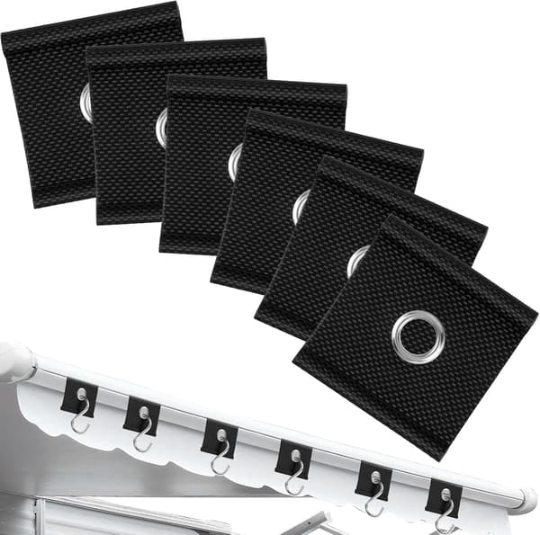 6-piece camping tent hook, suitable for 5/6mm – 7/8mm rails, suitable for motorhomes, caravans