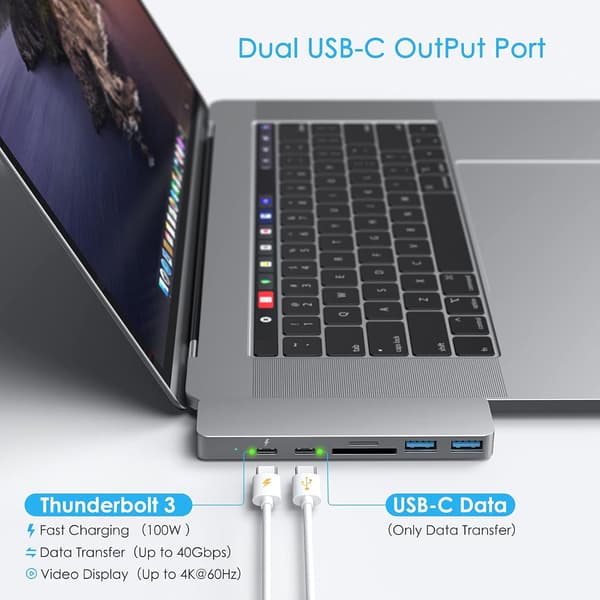 USB-C for Macbook Pro/Air 13\" 15\" 16\", 7-in-1 USB-C to HDMI 4K Adapter