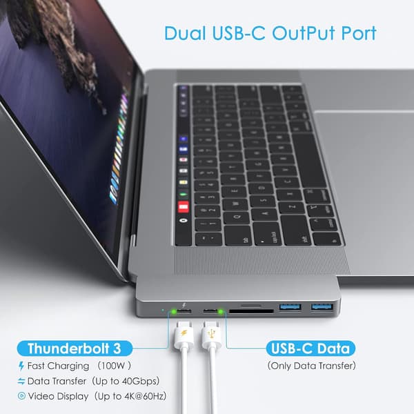 USB-C MacBook Pro/Air 13 \" 15 \" 16 \", 7-in-1 USB-C–HDMI 4K -sovitin