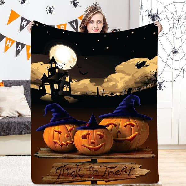 Halloween hyggetæppe 100x150 cm flannel varmetæppe sofadekoration stil 5 - Stil 5
