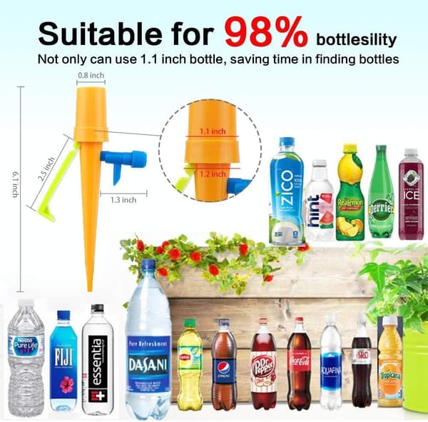 12-pack automatiska växtbevattningsstavar med anti-tippfäste och