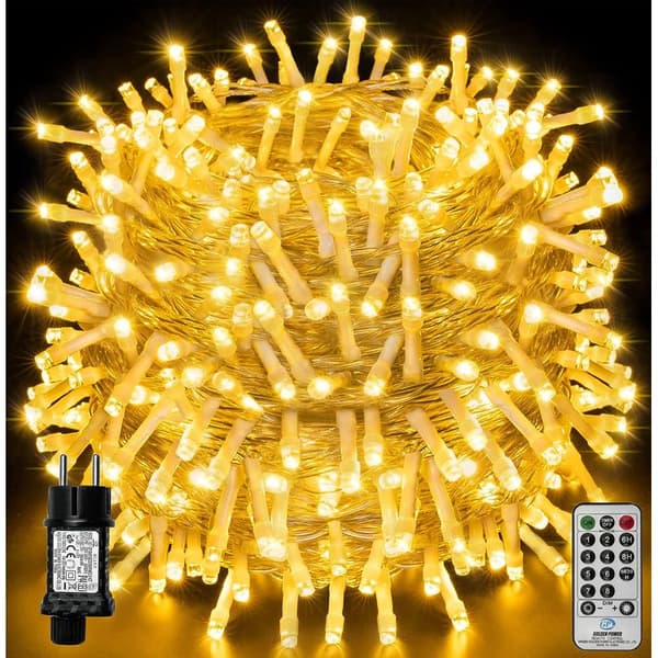 100m LED String Lights, 1000 LEDs – IP44 Waterproof – 8 Modes with Remote Control – Indoor and Outdoor Decoration – Warm White