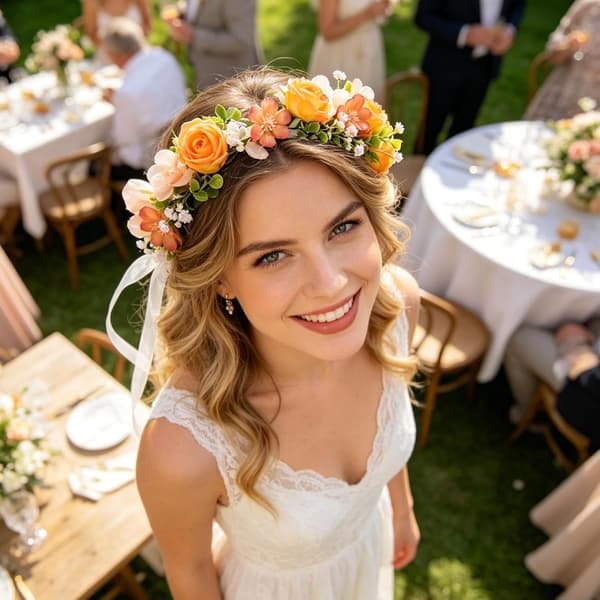 blomster-hårbånd kunstige elegante hårtilbehør til piger orange - Orange