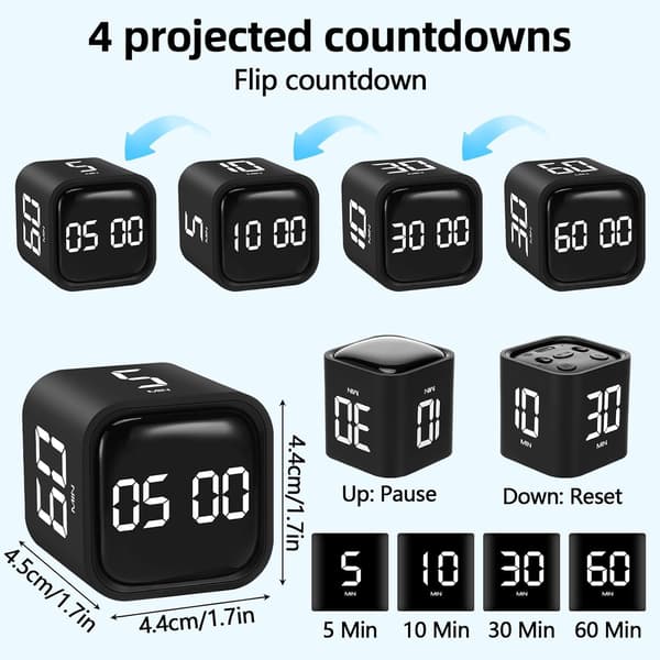 Pomodoro Timer Digital Cube Timer Kjøkkentimer Tidshåndtering Brukes På Kontor, Studier, Barn, Matlaging, Trening