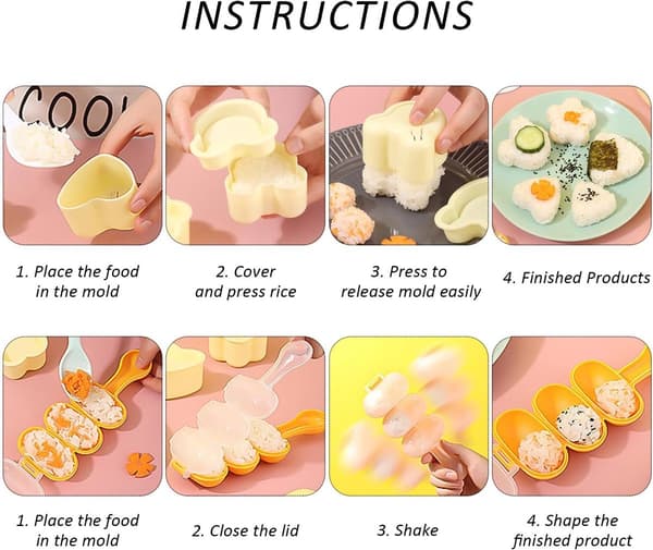 Onigiri Form - 7 Sushimaskiner - Risbolleform - Non-stick Risbolleform - Trekantet Risbolleform