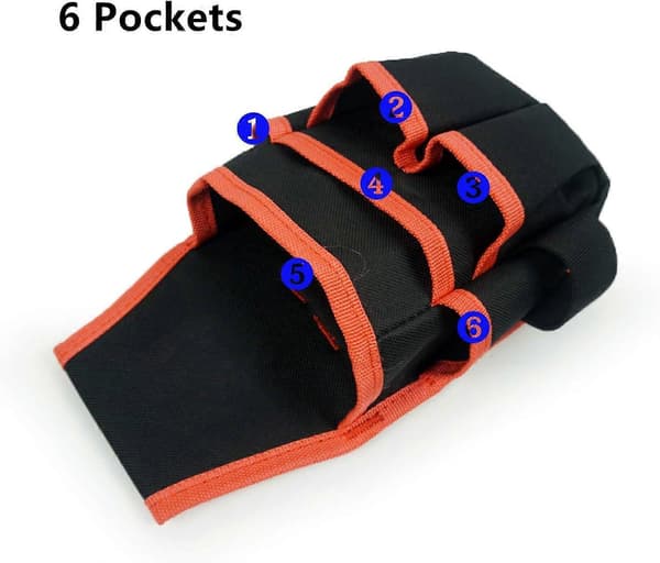 Black Canvas Tool Bag, Tool Pouch, Electrician Storage Bag, Adjustable Waist Belt for DIY Electrician Carpenter