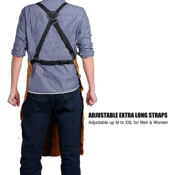 Leather Apron with 6 Tool Pockets, Heat Resistant and Flame Retardant-FY-