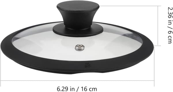 Silicone Pot Lid Replacement Handle, Heat-Resistant, 16cm, Black, Compatible with Small Pots and Pans