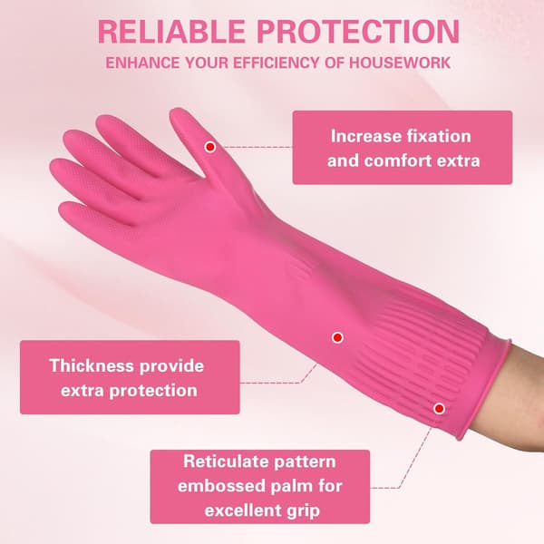 Rubber Gloves for Cleaning, Extra Long Waterproof Non-slip