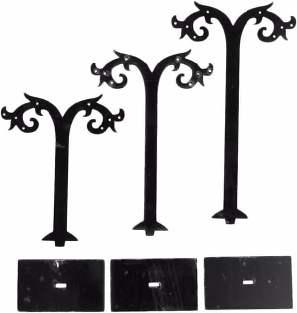 Akryl øreringeholder sort 3 stk med 8 huller T-design -