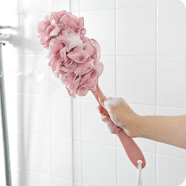 Long Handle Bath Brush Back Scrubber Shower Body Brushes Sponge Hanging Soft Mesh