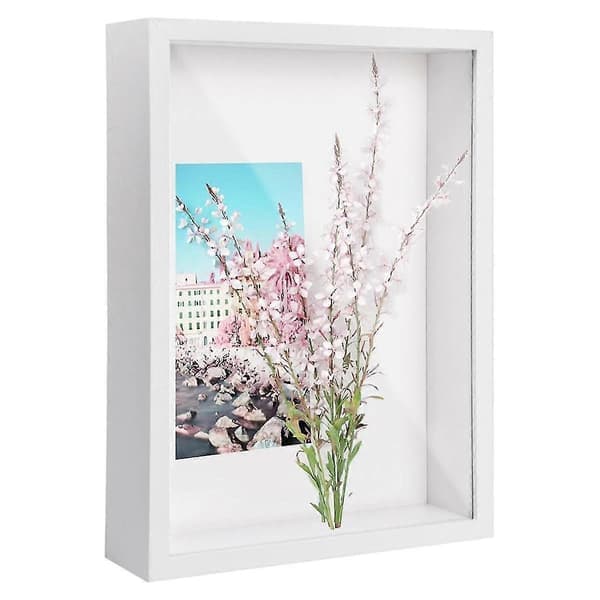 Shadow Box A4, 5 cm Deep Box Photo Frame for Table and Wall, 3D Picture Frame Display Box for Crafts White (LGL)