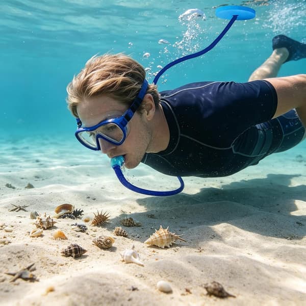 Snorkel for voksne, bærbar, helt tørr, flytende hode, 4,5 m -