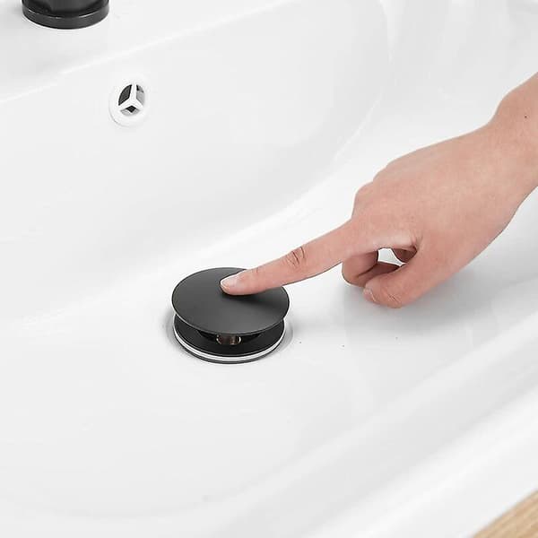 Sort Pop Up Vaskeprop Med Overløb, Afløbsprop Med Si, Messing Badeværelsesafløbsprop
