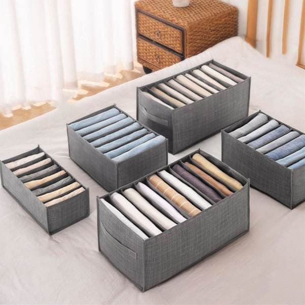 6 Pcs Storage Boxes for Jeans Pants T-shirt Storage Bins Organization Boxes Wardrobe Cabinet