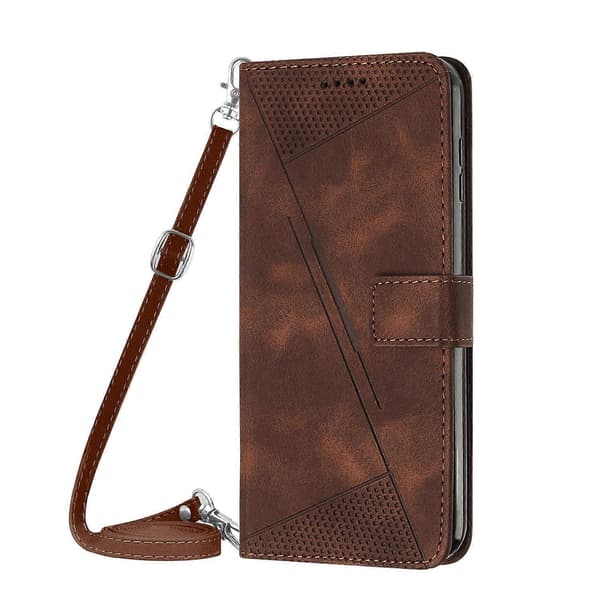 Dream Triangle Läder Telefonfodral med Lång Snodd För HMD Pulse Pro [DB] Brun Brown