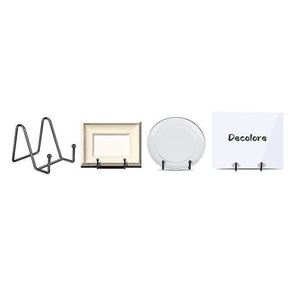 5-pak Metallisk Displaystand Sort Jern Staffeli til Tallerkenstativ Tallerkenholder Displaystand til Billede