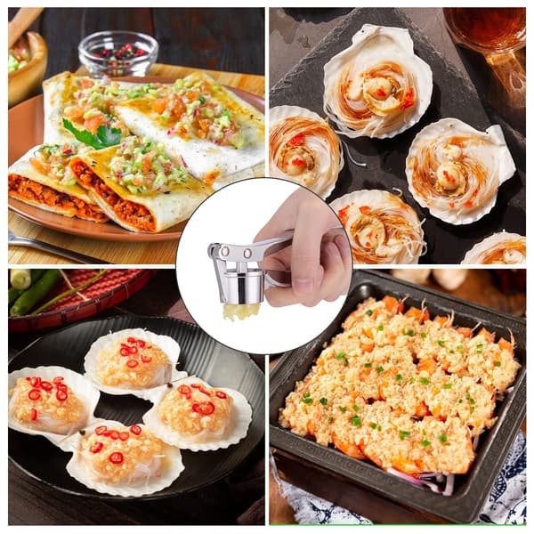 Garlic Press for Kitchen, Peeler, Garlic Press, User-Friendly Garlic Chopper, Easy to Clean and Durable