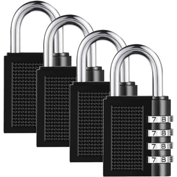 4-digit Combination Padlock 4-Pack with Robust Combination Code for Families, Schools, Luggage Lockers, and Toolbox