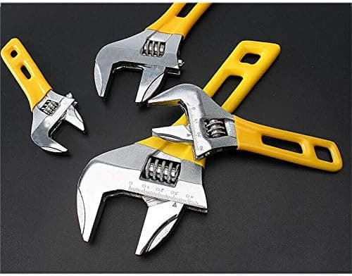 Compact Adjustable Wide Handle Wrench, Lightweight, Yellow - 11.5 cm