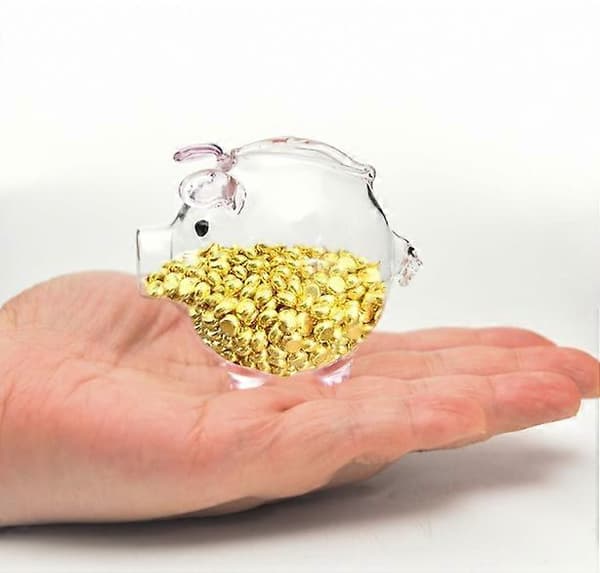 2 stk. sparegrise, Transparent sparegris guld + pink