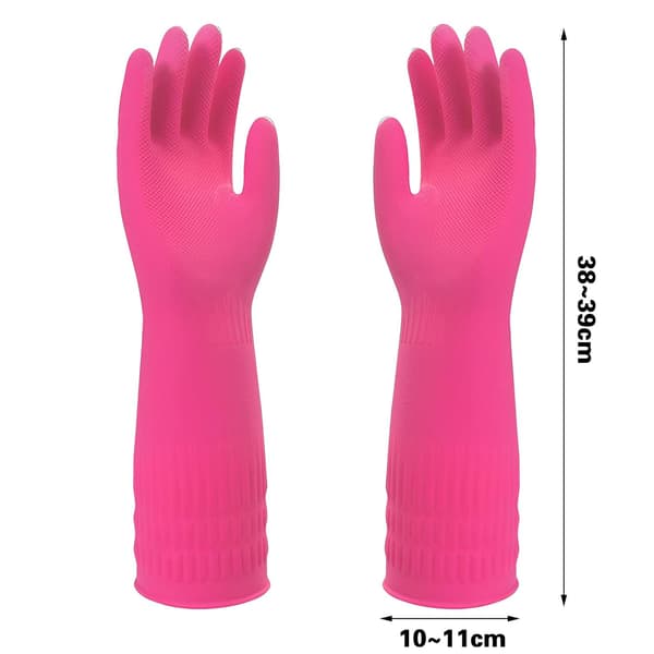 Rubber Gloves for Cleaning, Extra Long Waterproof Non-slip