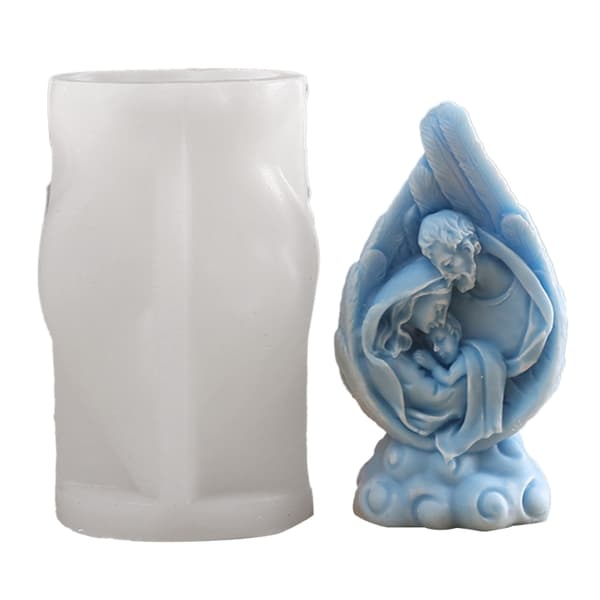 Religiøs Julekrybbe Statue Silikoneform Aromaterapi Lys Gips DIY Epoxyharpiks Støbeform Skrivebordsdekoration