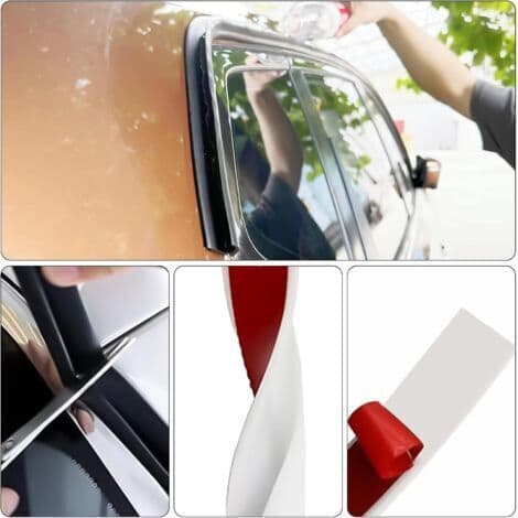 RV Gutter, 5 Meter J-Shaped Protective Strip PVC Gutter, Self-Adhesive Rain Deflector for RVs and Doors (Black) (FMY)