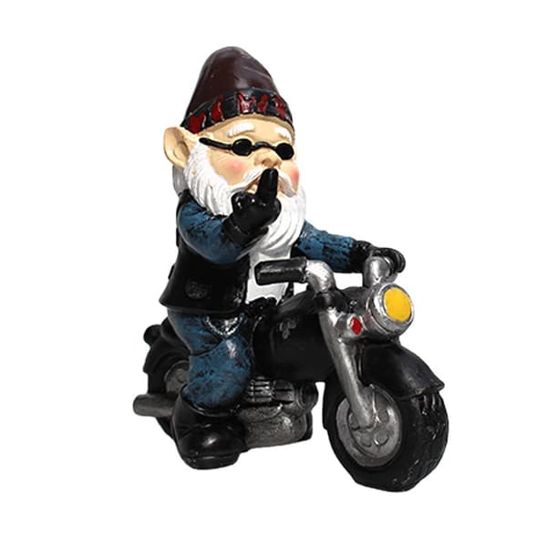 Blå trädgårdstomtar motorcykel statyer prydnader utomhusdekoration
