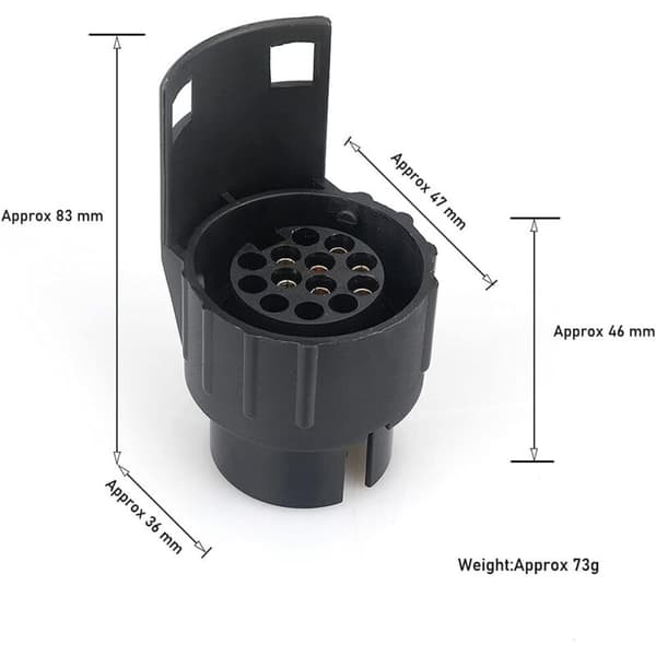 7/13 Adapter til trailerstik 7 til 13 ben trækstik 7-polet til 13-polet til biltrailer, traktor, campingvogn, cykelstativ
