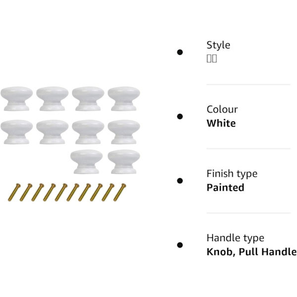 10 Pcs Knobs for Drawers, White Wooden Knobs for Home Office, Kitchen Cabinets, Dresser, DIY