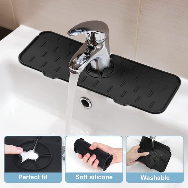 Faucet Handle Drip Tray, Silicone Counter Mat for Faucet, Drying Mat, Mu