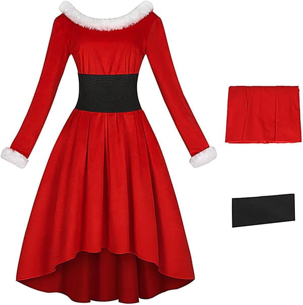 Julekostume til kvinder, julemandskostume far kjole XL - XL