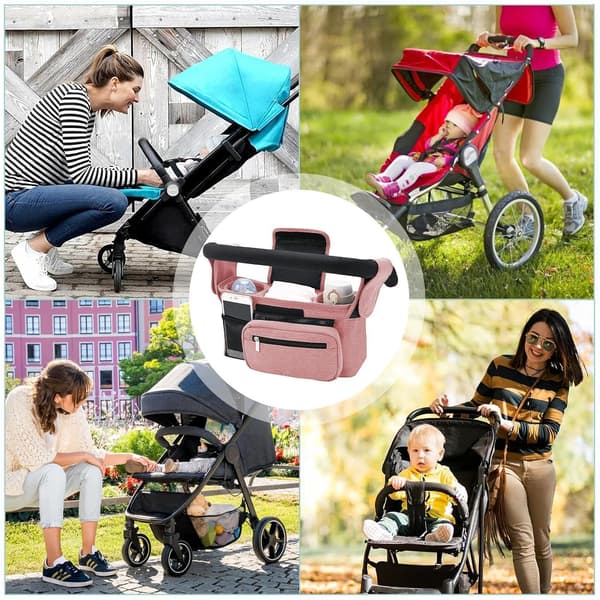 Förvaringsväska för barnvagn, organizer inkl. rosa - Rosa
